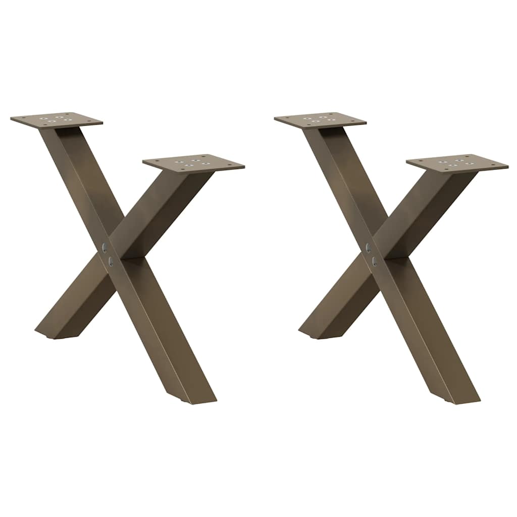 2 db X alakú natúr acél dohányzóasztal láb 50x(30-31) cm