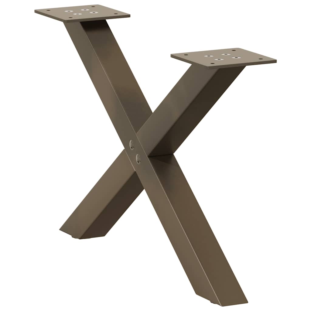 2 db X alakú natúr acél dohányzóasztal láb 50x(30-31) cm