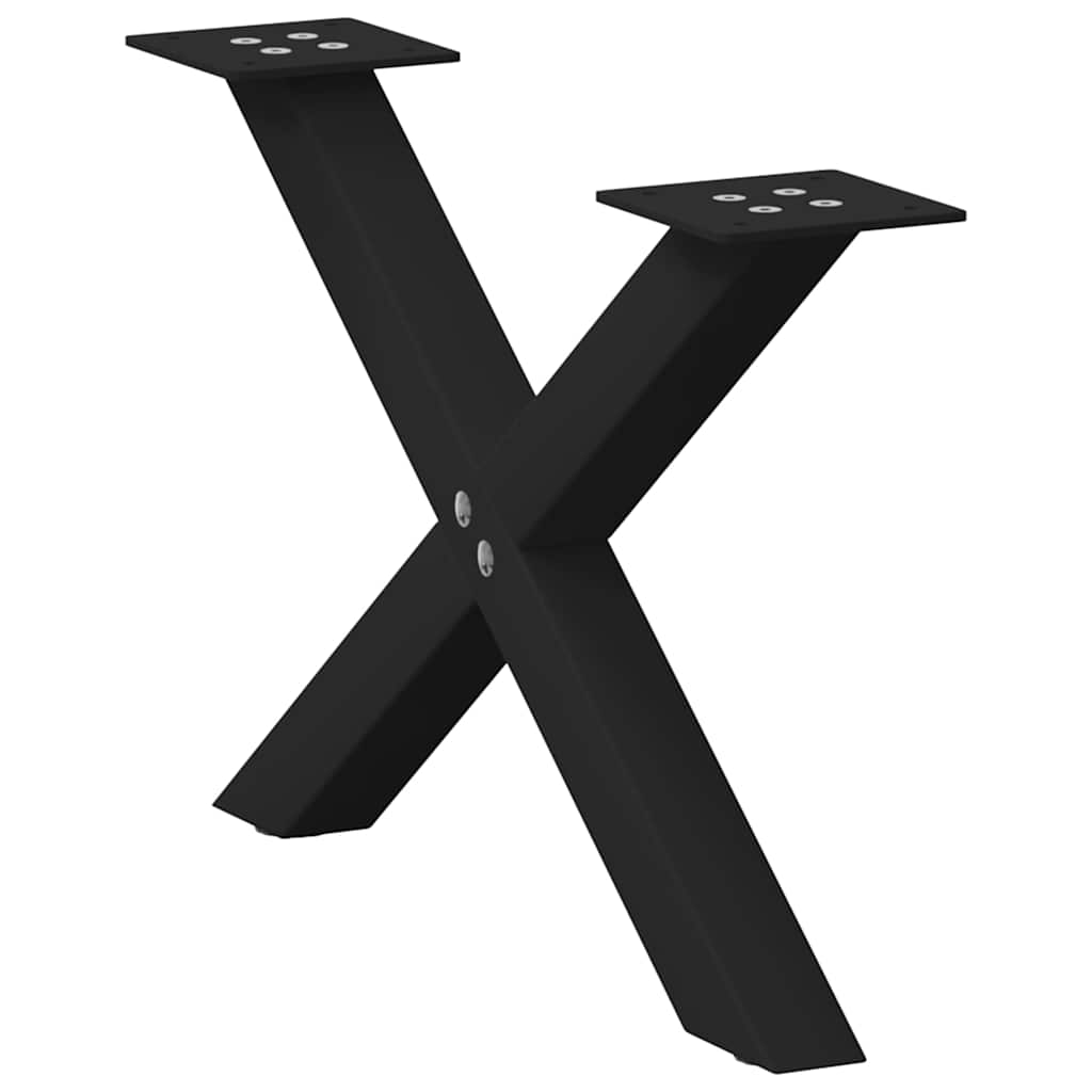 2 db fekete, X alakú acél dohányzóasztal láb 60 x (30-31) cm