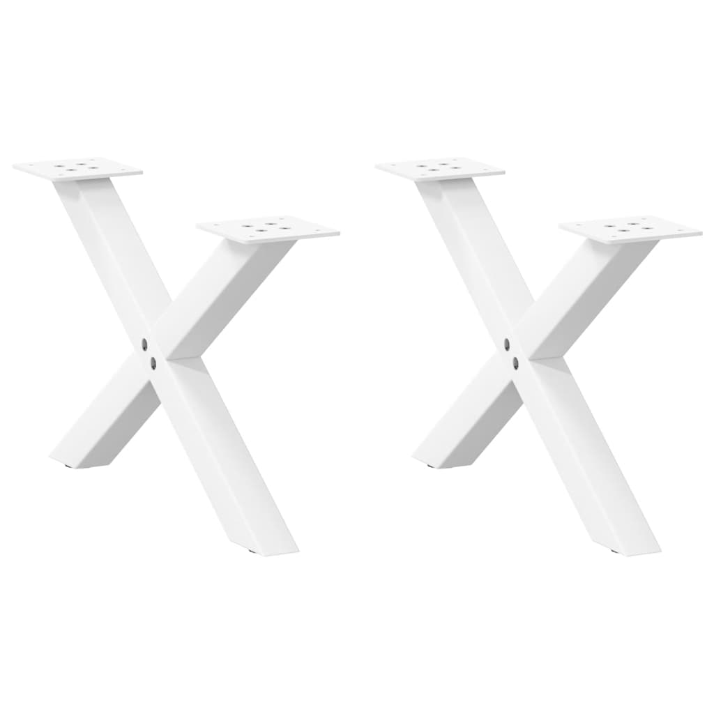 2 db fehér, X alakú acél dohányzóasztal láb 60 x (30-31) cm