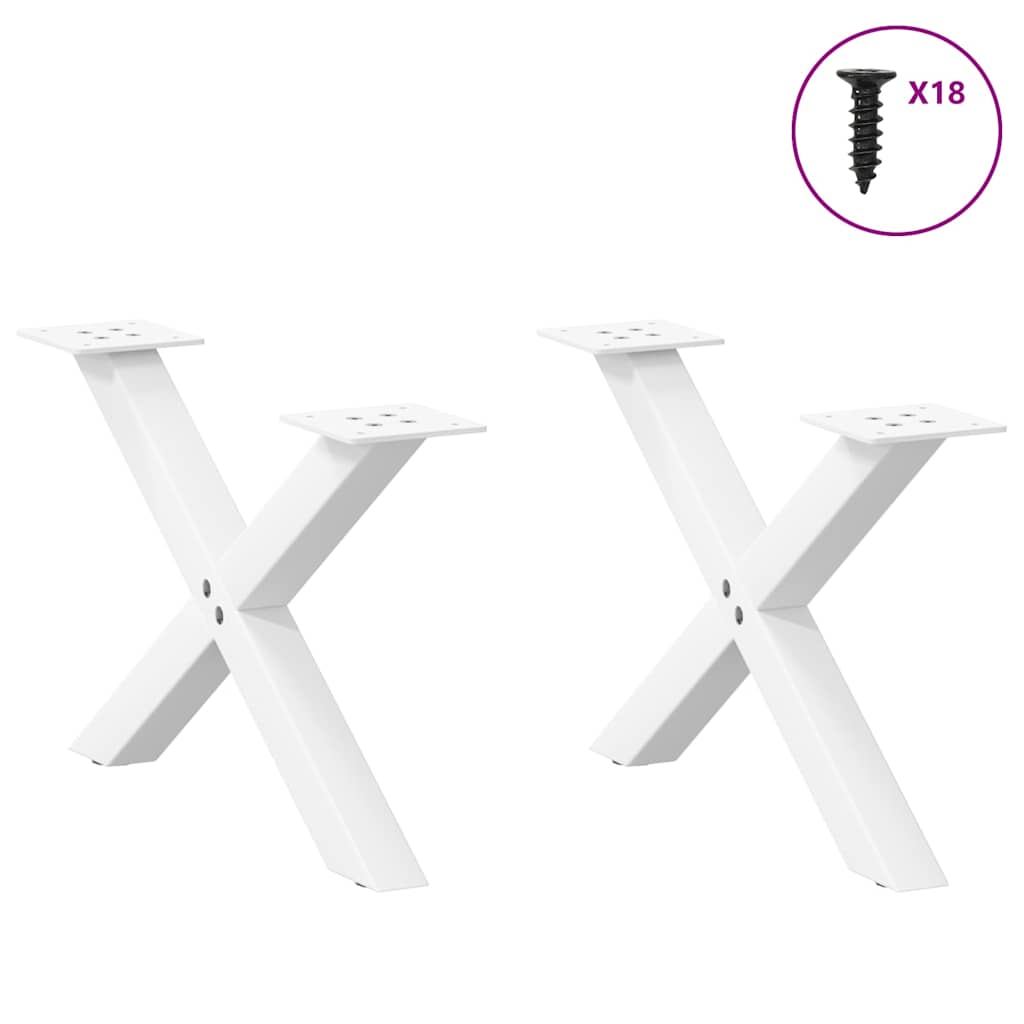 2 db fehér, X alakú acél dohányzóasztal láb 60 x (30-31) cm