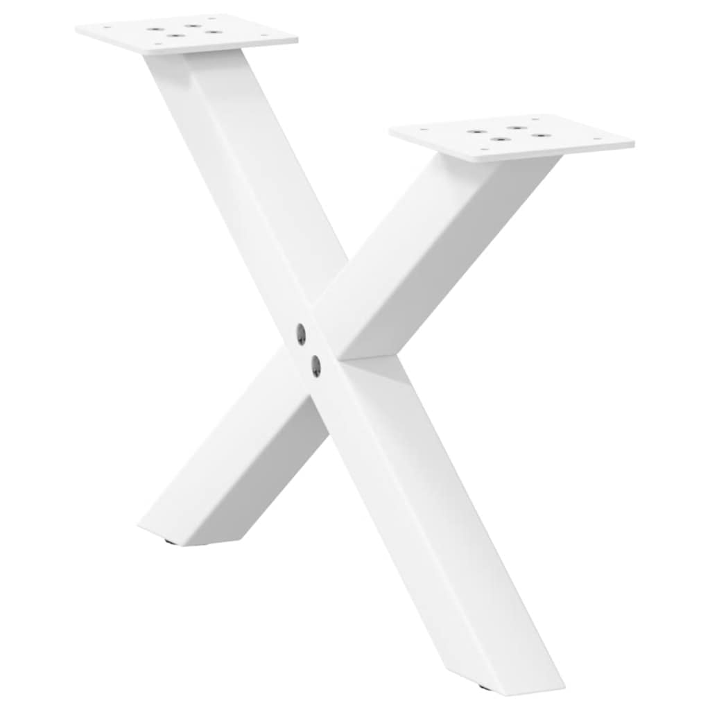 2 db fehér, X alakú acél dohányzóasztal láb 60 x (30-31) cm