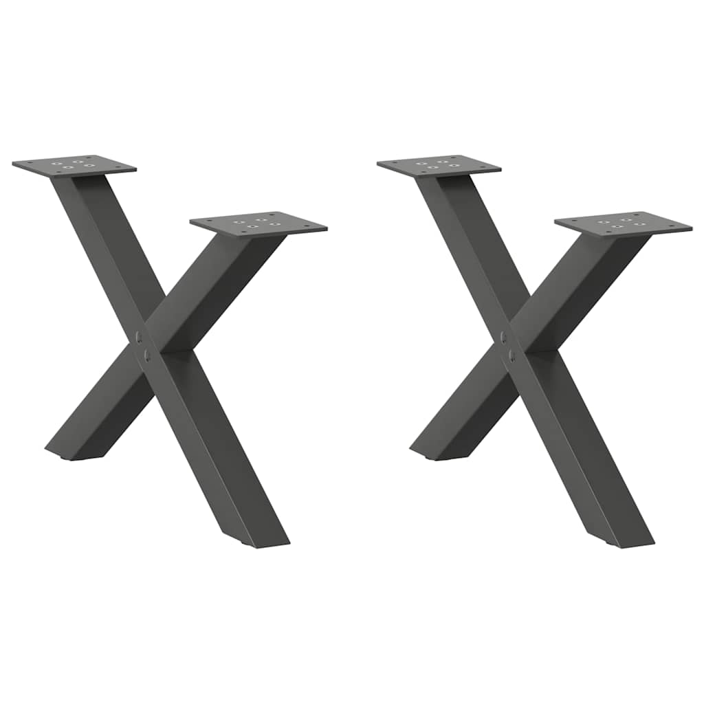 2 db antracitszürke X-alakú acél dohányzóasztal láb 60x(30-31) cm