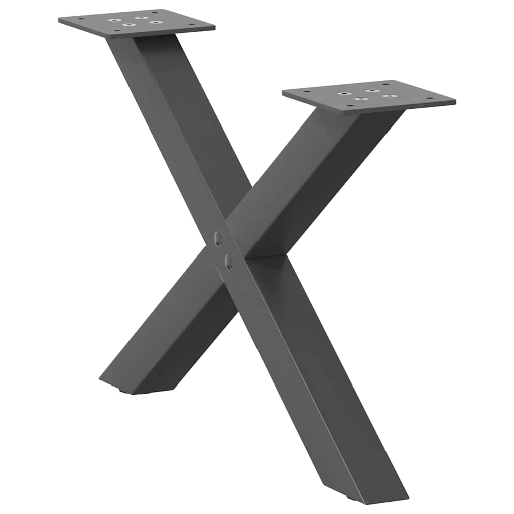 2 db antracitszürke X-alakú acél dohányzóasztal láb 60x(30-31) cm