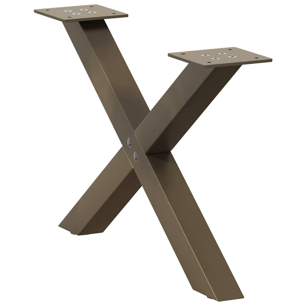 2 db X alakú natúr acél dohányzóasztal láb 60 x (30-31) cm