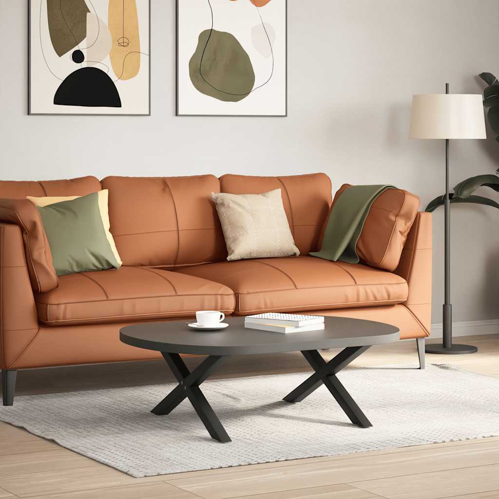 2 db fekete, X alakú acél dohányzóasztal láb 70 x (30-31) cm