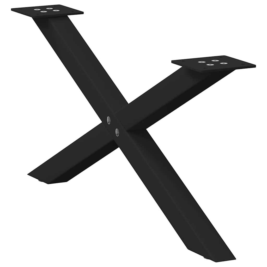 2 db fekete, X alakú acél dohányzóasztal láb 70 x (30-31) cm
