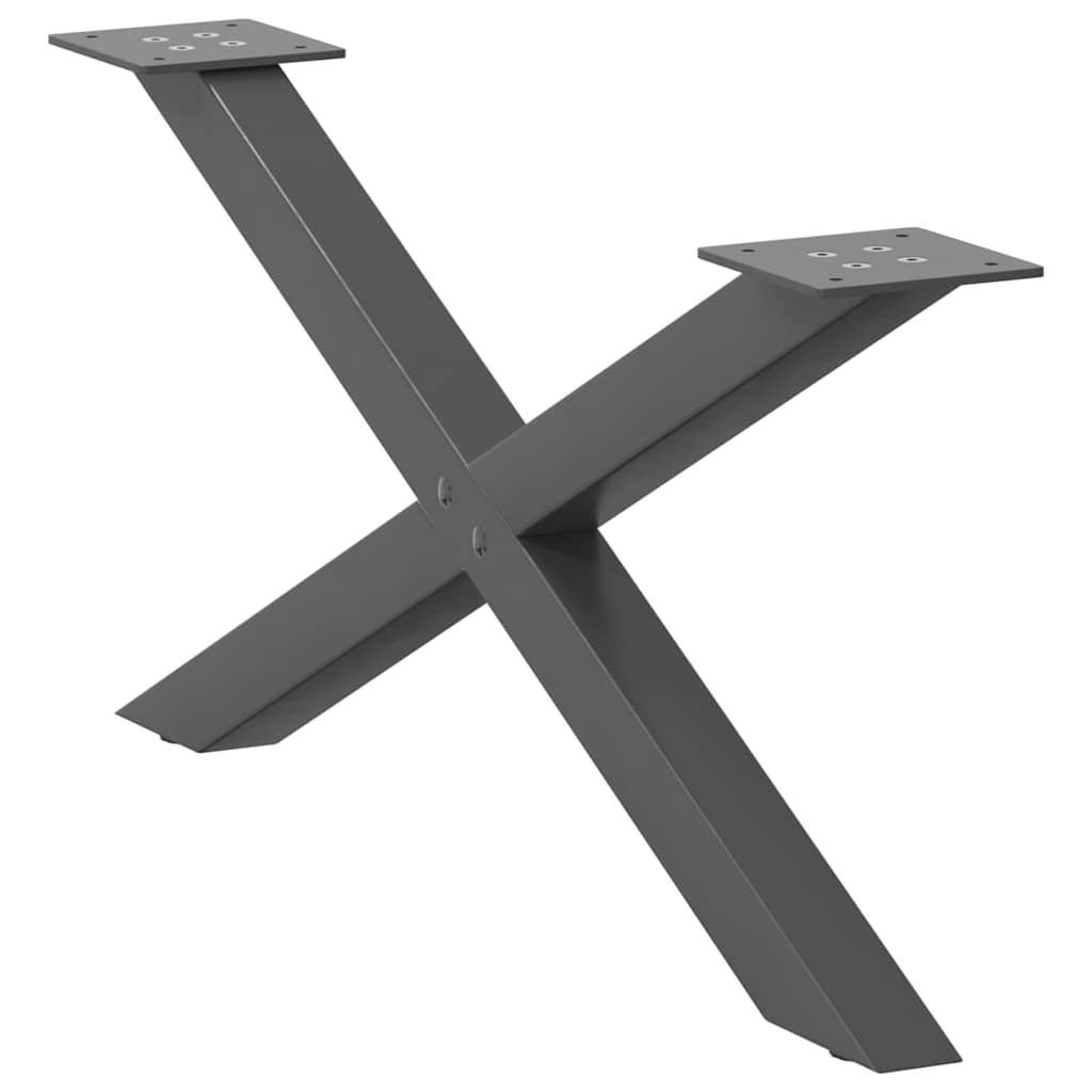 2 db antracitszürke X-alakú acél dohányzóasztal láb 70x(30-31) cm