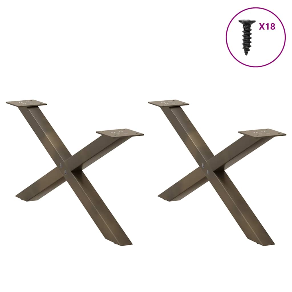 2 db X alakú natúr acél dohányzóasztal láb 70x(30-31) cm