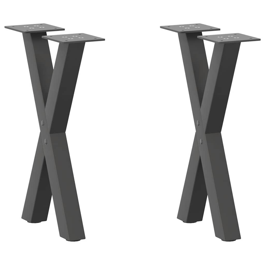 2 db antracitszürke X-alakú acél dohányzóasztal láb 28 x (42-43) cm