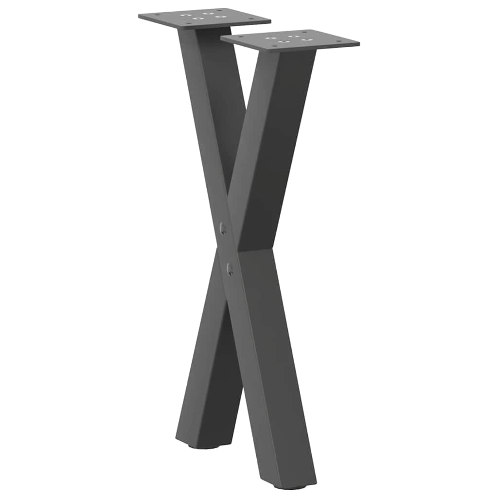2 db antracitszürke X-alakú acél dohányzóasztal láb 28 x (42-43) cm
