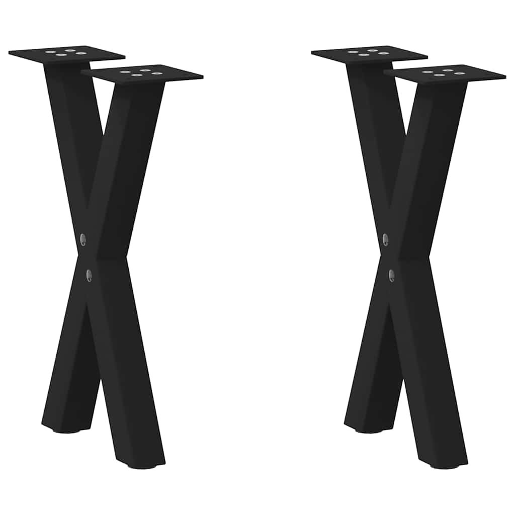2 db fekete, X alakú acél dohányzóasztal láb 38 x (42-43) cm