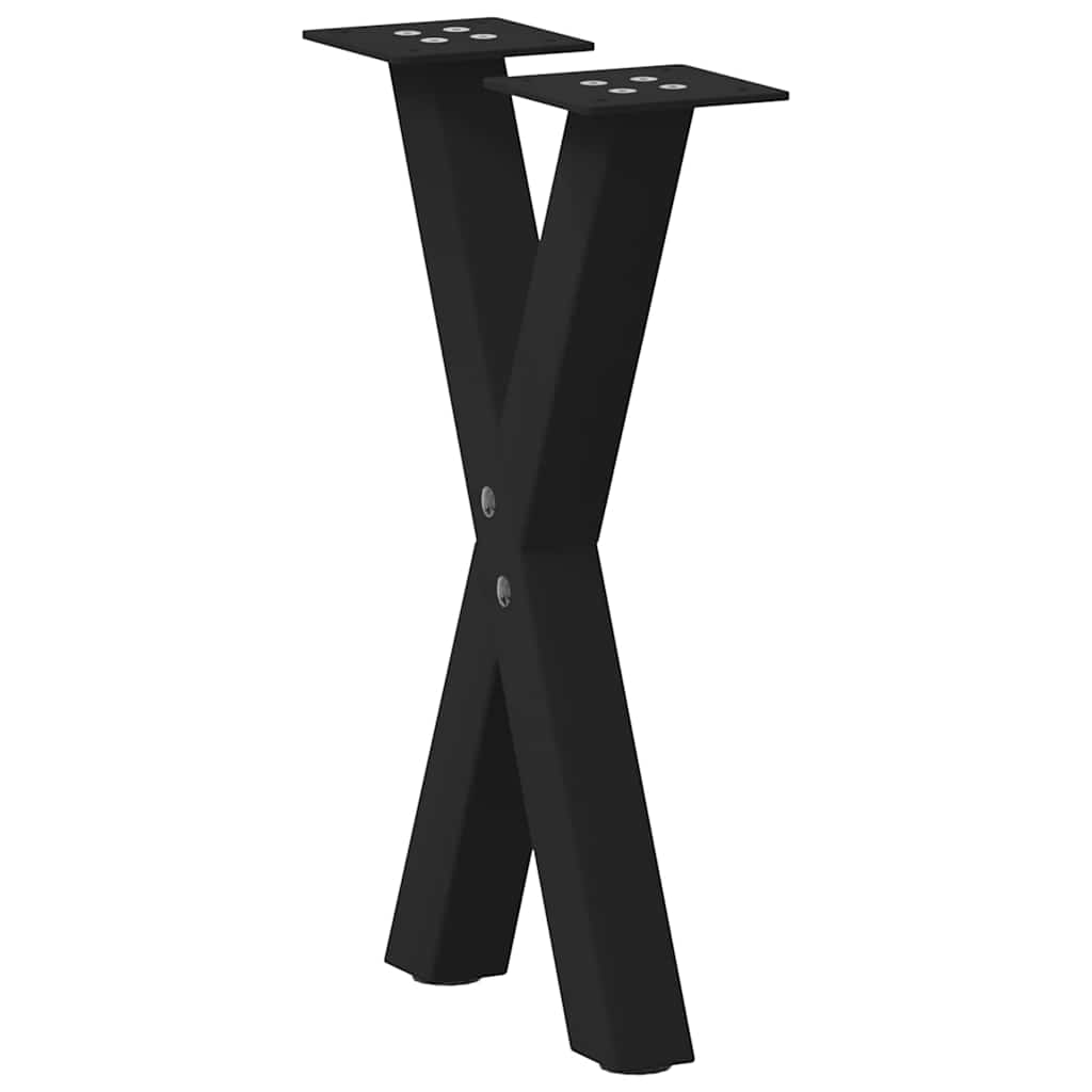 2 db fekete, X alakú acél dohányzóasztal láb 38 x (42-43) cm