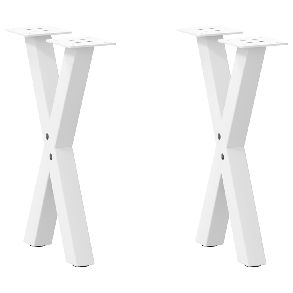 2 db fehér, X alakú dohányzóasztal láb, 38 x (42-43) cm, acél