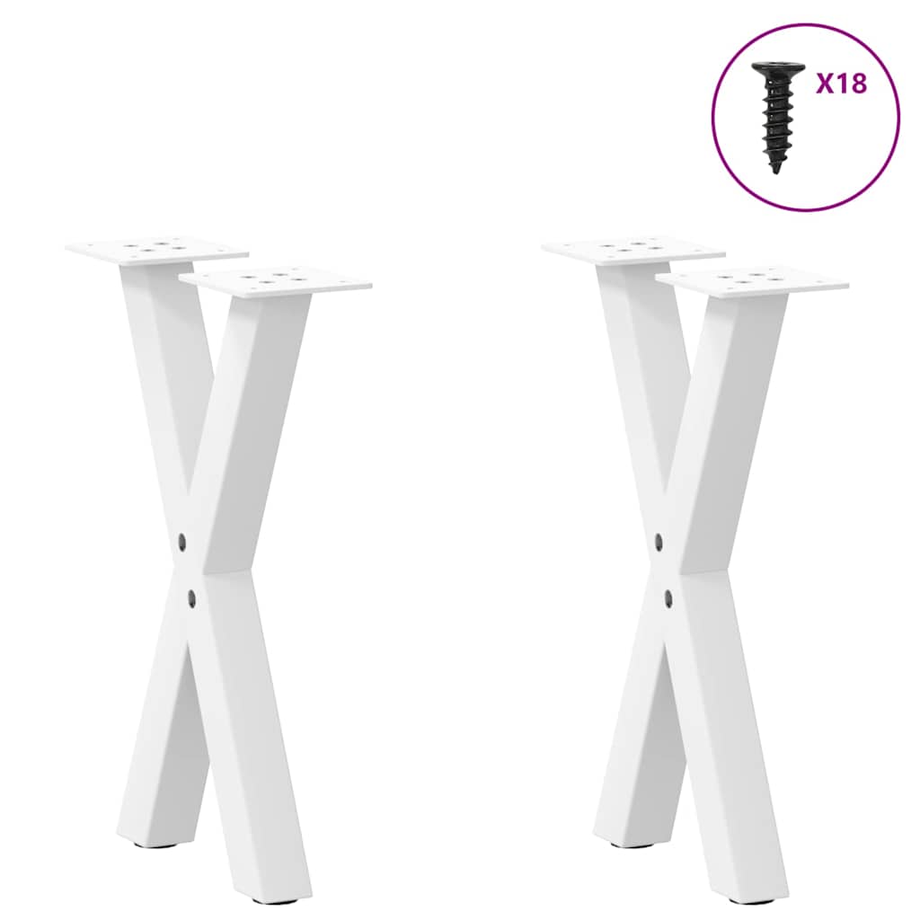 2 db fehér, X alakú dohányzóasztal láb, 38 x (42-43) cm, acél