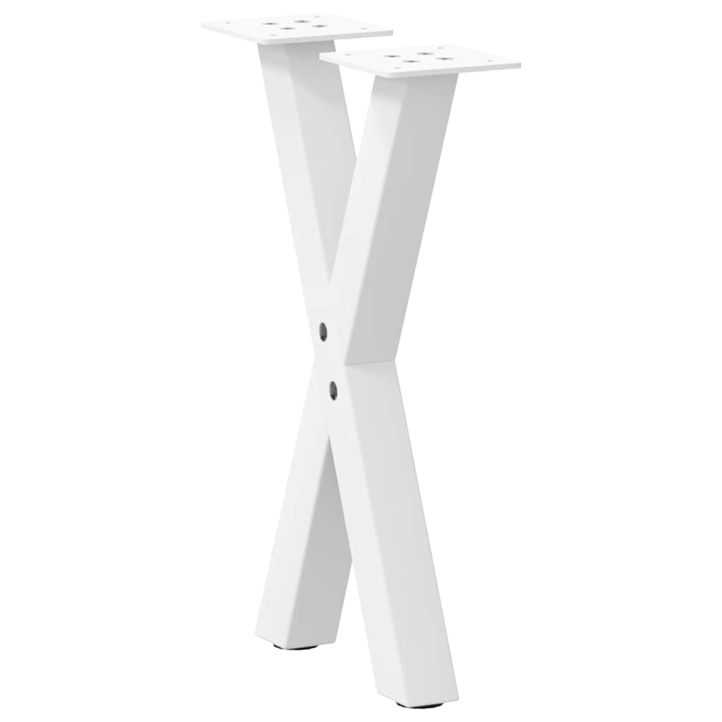 2 db fehér, X alakú dohányzóasztal láb, 38 x (42-43) cm, acél