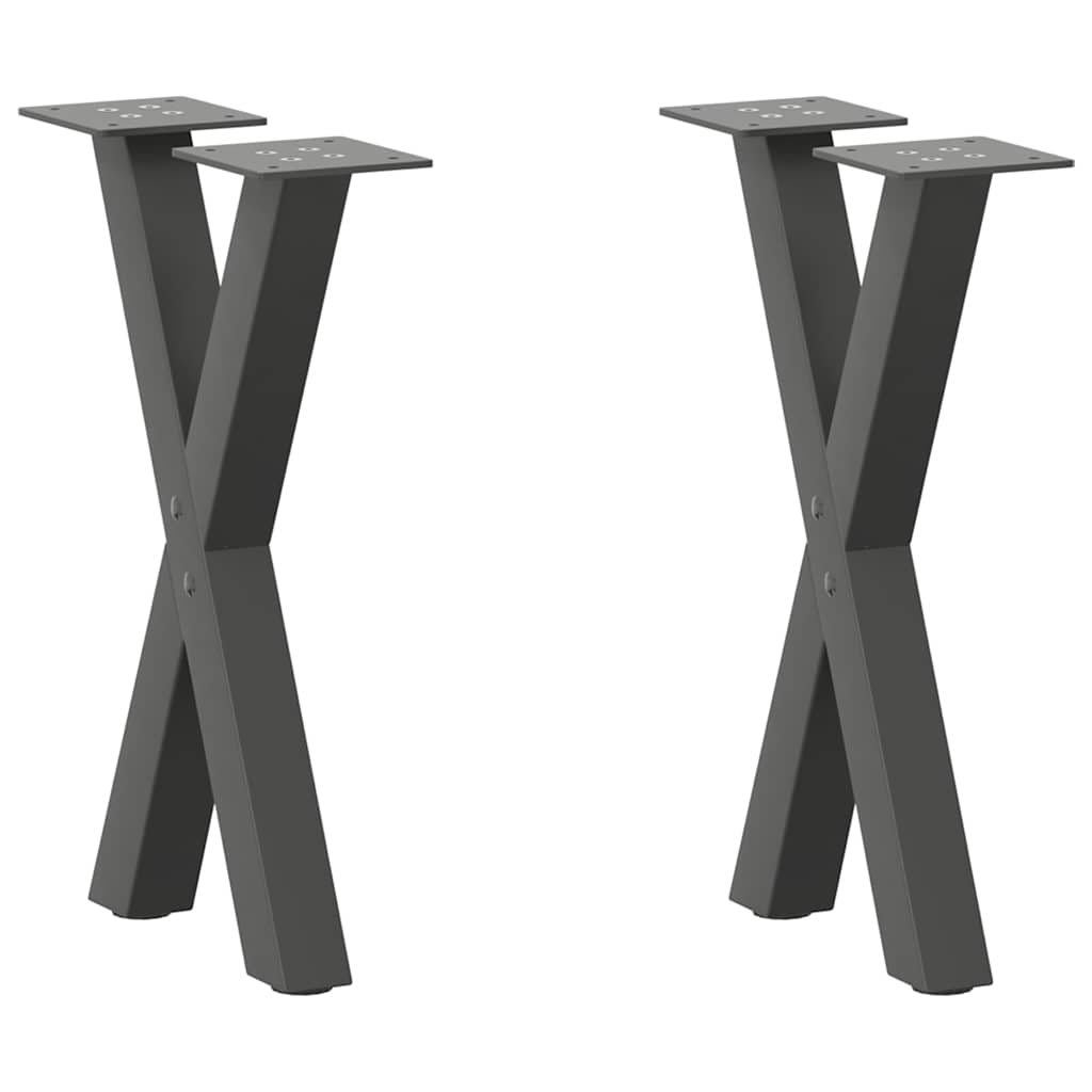 2 db antracitszürke X-alakú acél dohányzóasztal láb 38x(42-43) cm
