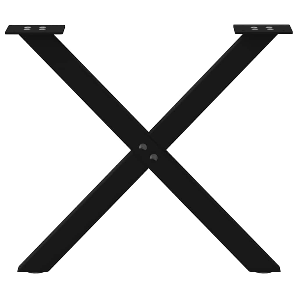 2 db fekete, X alakú acél dohányzóasztal láb 60 x (42-43) cm
