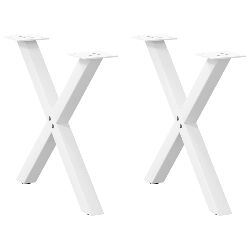 2 db fehér, X alakú acél dohányzóasztal láb 60 x (42-43) cm