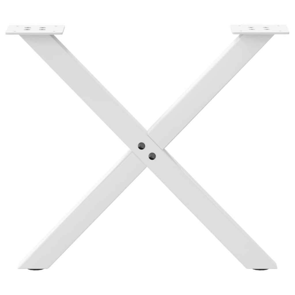 2 db fehér, X alakú acél dohányzóasztal láb 60 x (42-43) cm