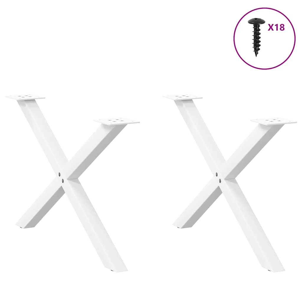 2 db fehér, X alakú dohányzóasztal láb 70 x (42-43) cm acél