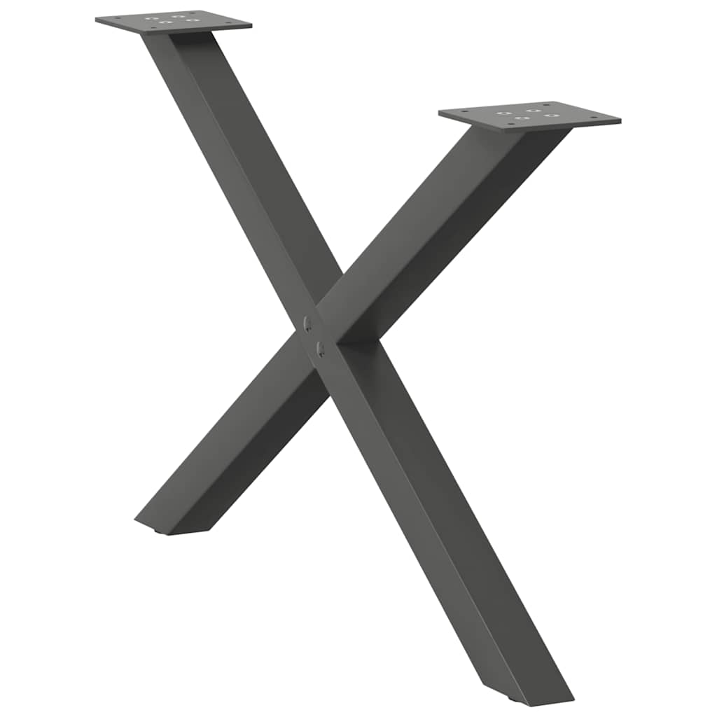 2 db antracitszürke X-alakú acél dohányzóasztal láb 70 x (42-43) cm