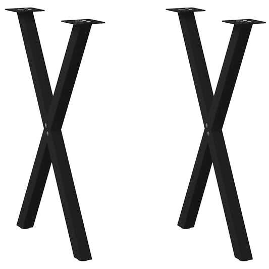 2 db X alakú étkezőasztal láb fekete acél 57 x (72-73) cm