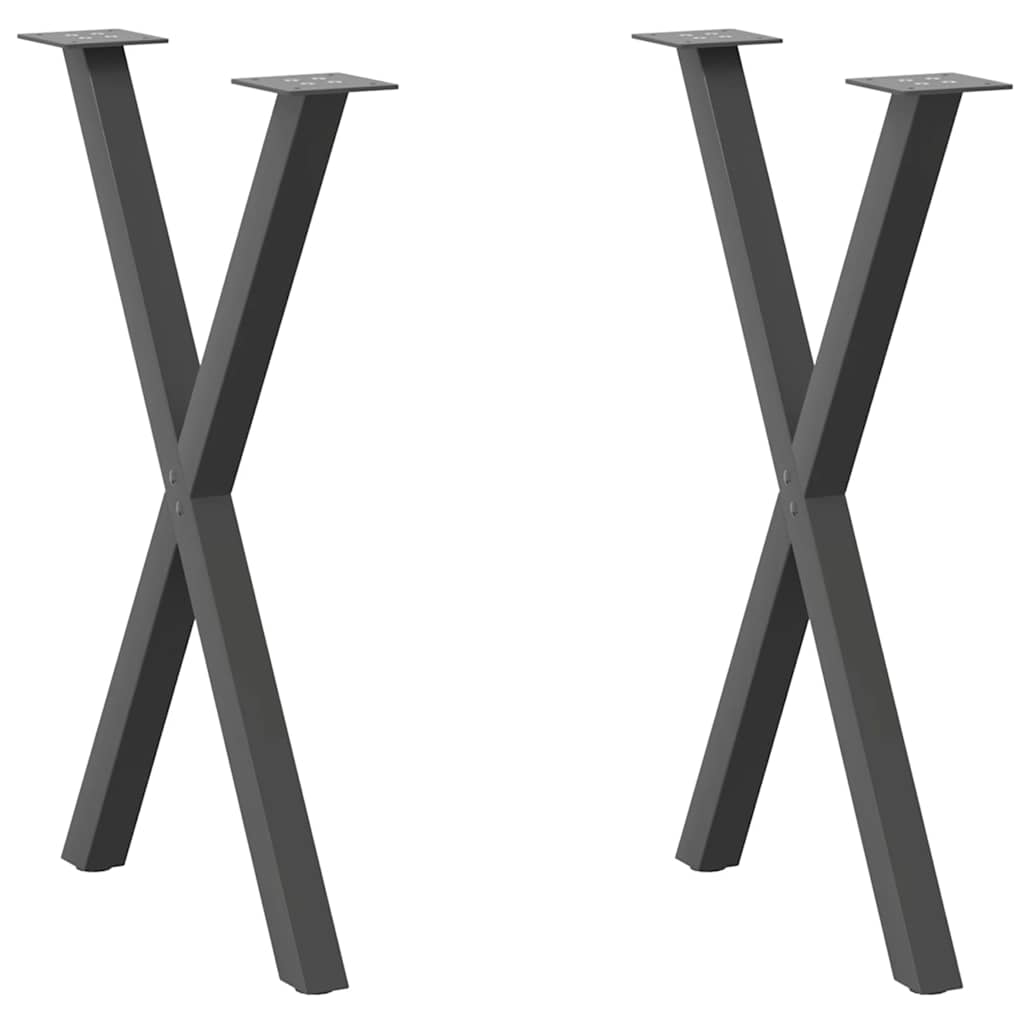 2 db antracitszürke X-alakú acél étkezőasztalláb 57x(72-73) cm