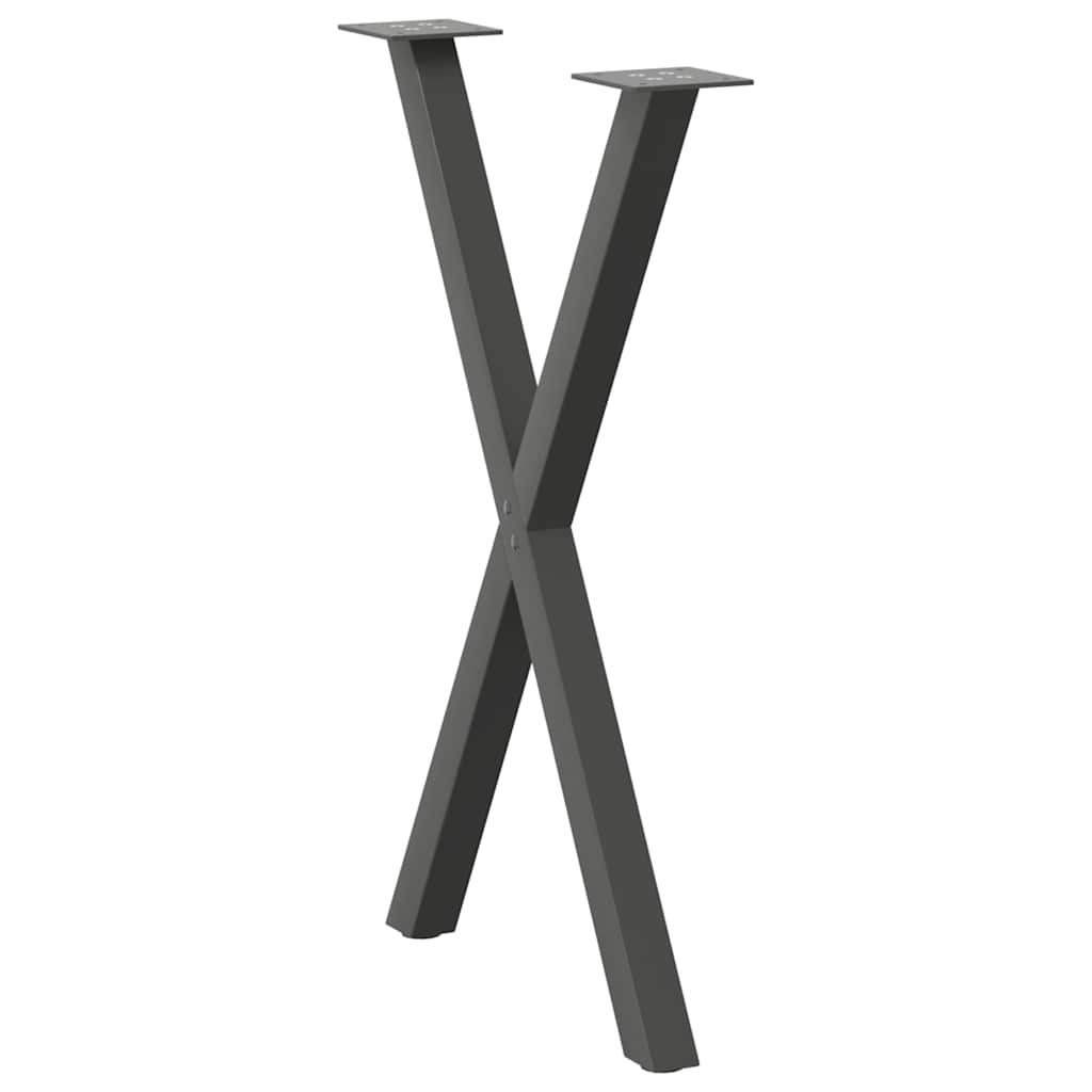 2 db antracitszürke X-alakú acél étkezőasztalláb 57x(72-73) cm