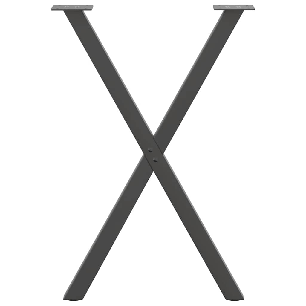 2 db antracitszürke X-alakú acél étkezőasztalláb 57x(72-73) cm