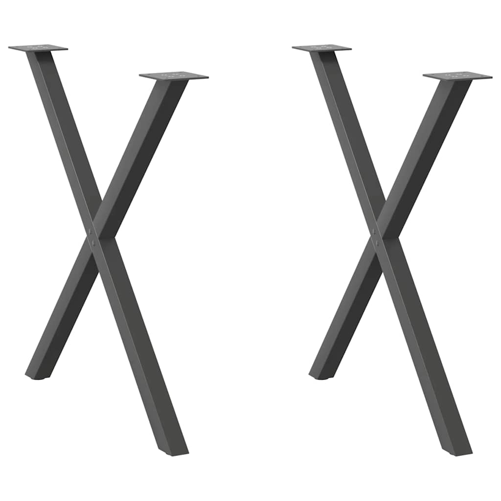2 db antracitszürke X-alakú acél étkezőasztal láb 70x(72-73) cm