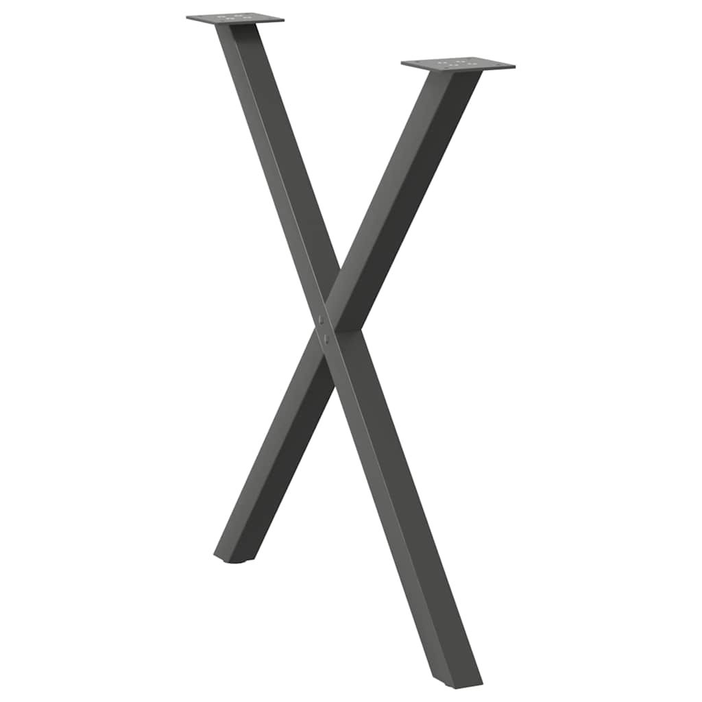 2 db antracitszürke X-alakú acél étkezőasztal láb 70x(72-73) cm