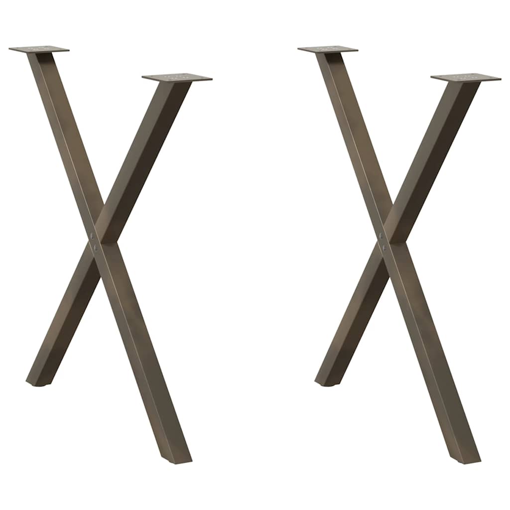 2 db X alakú étkezőasztal láb natúr acélból 70 x (72-73) cm