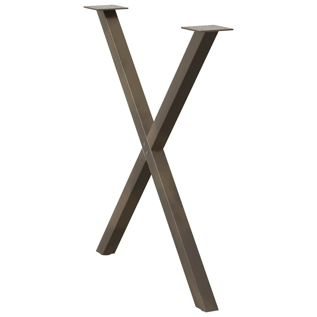 2 db X alakú étkezőasztal láb natúr acélból 70 x (72-73) cm