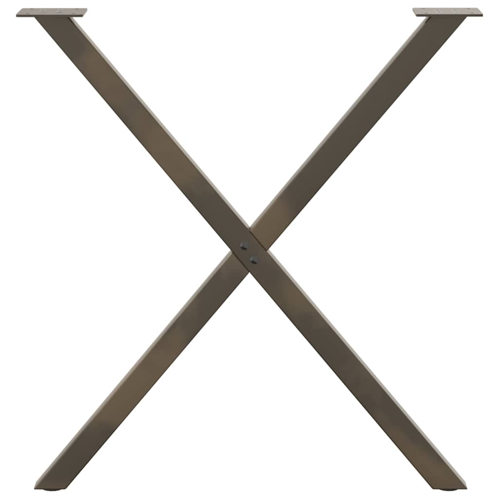 2 db X alakú étkezőasztal láb natúr acélból 70 x (72-73) cm
