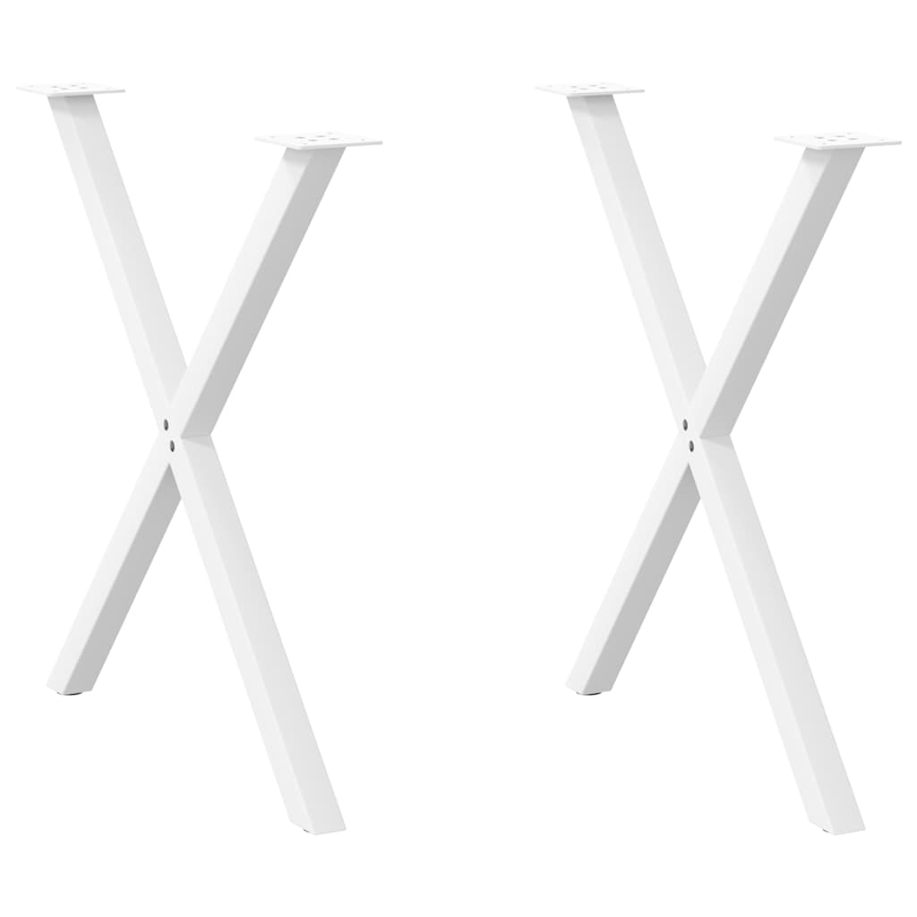 2 db X alakú étkezőasztal láb fehér 80 x (72-73) cm acél étkezőasztal láb