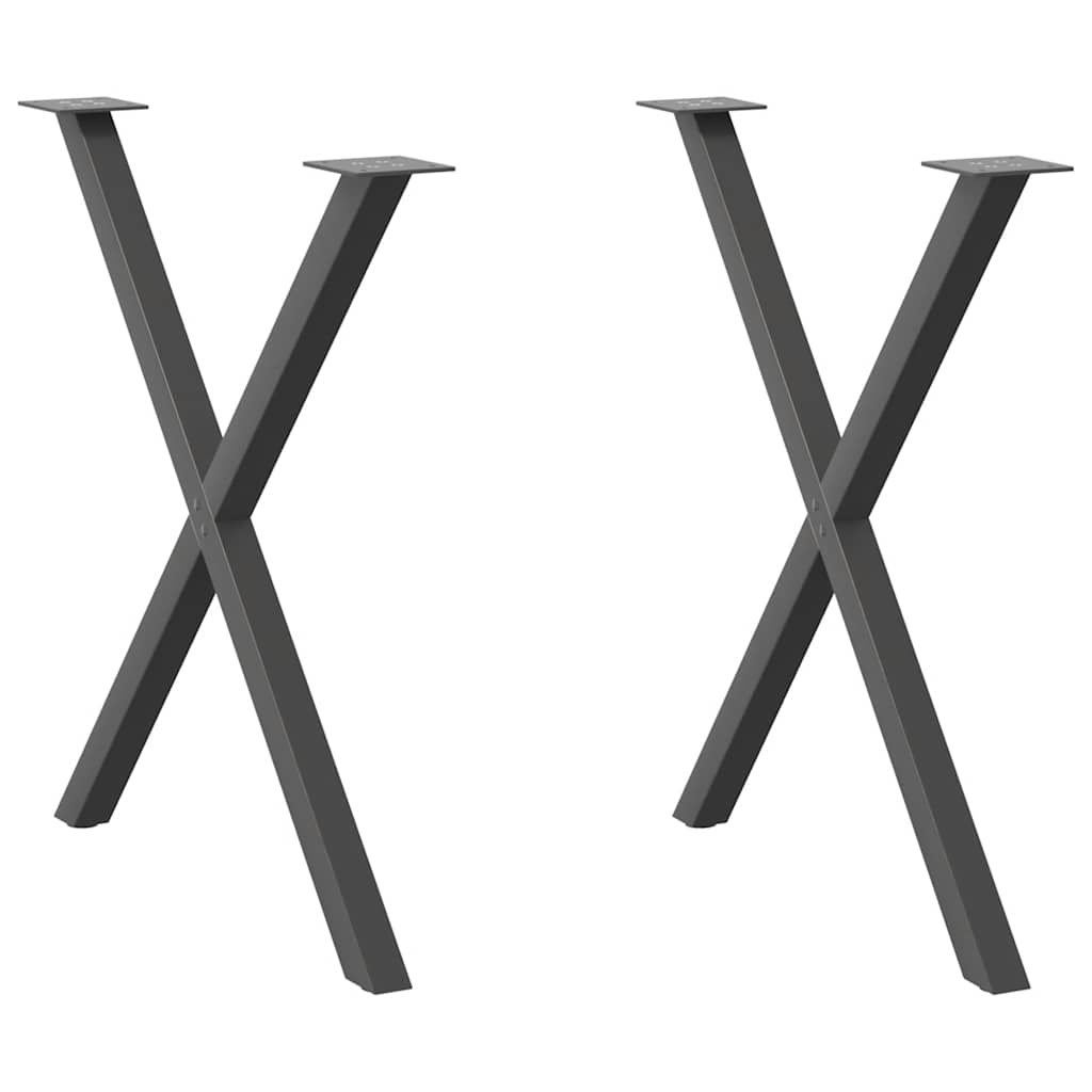 2 db antracitszürke X alakú acél étkezőasztal láb 80x(72-73) cm