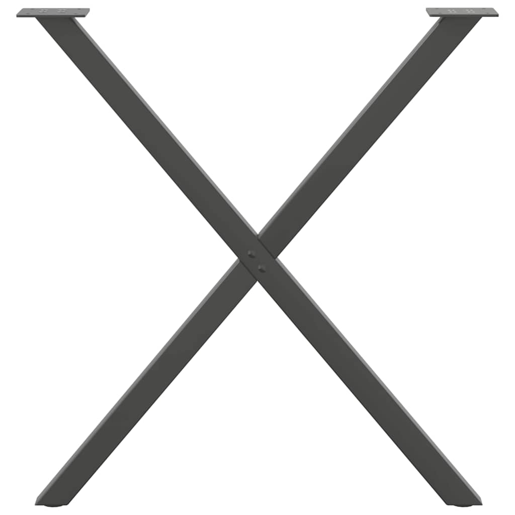 2 db antracitszürke X alakú acél étkezőasztal láb 80x(72-73) cm