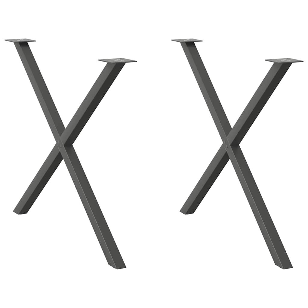 2 db antracitszürke X alakú acél étkezőasztal láb 90 x (72-73) cm