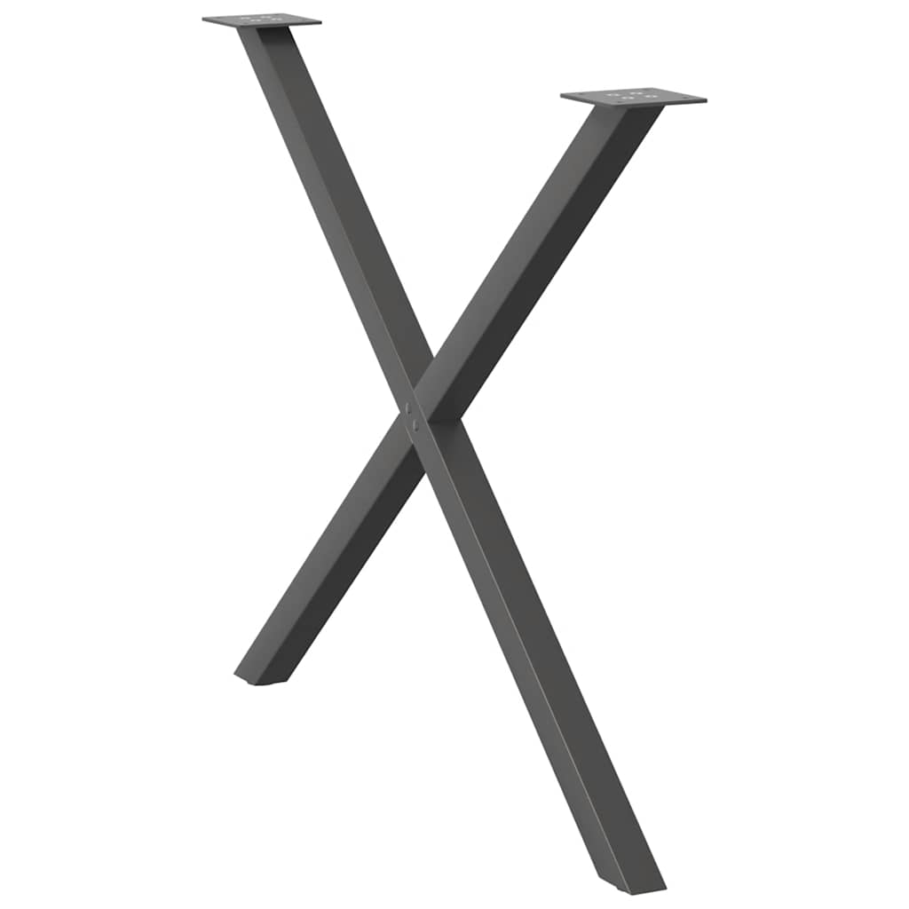 2 db antracitszürke X alakú acél étkezőasztal láb 90 x (72-73) cm