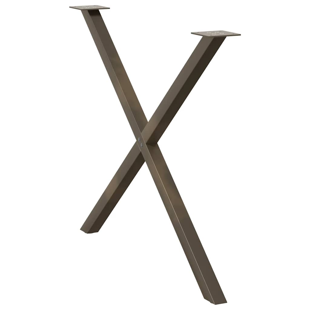 2 db X alakú étkezőasztal láb natúr acél 90 x (72-73) cm acél