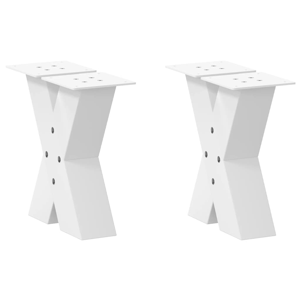 2 db fehér, X alakú acél dohányzóasztal láb 30 x (30-31) cm