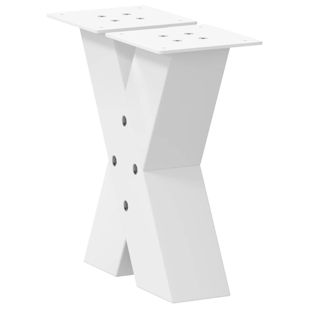 2 db fehér, X alakú acél dohányzóasztal láb 30 x (30-31) cm