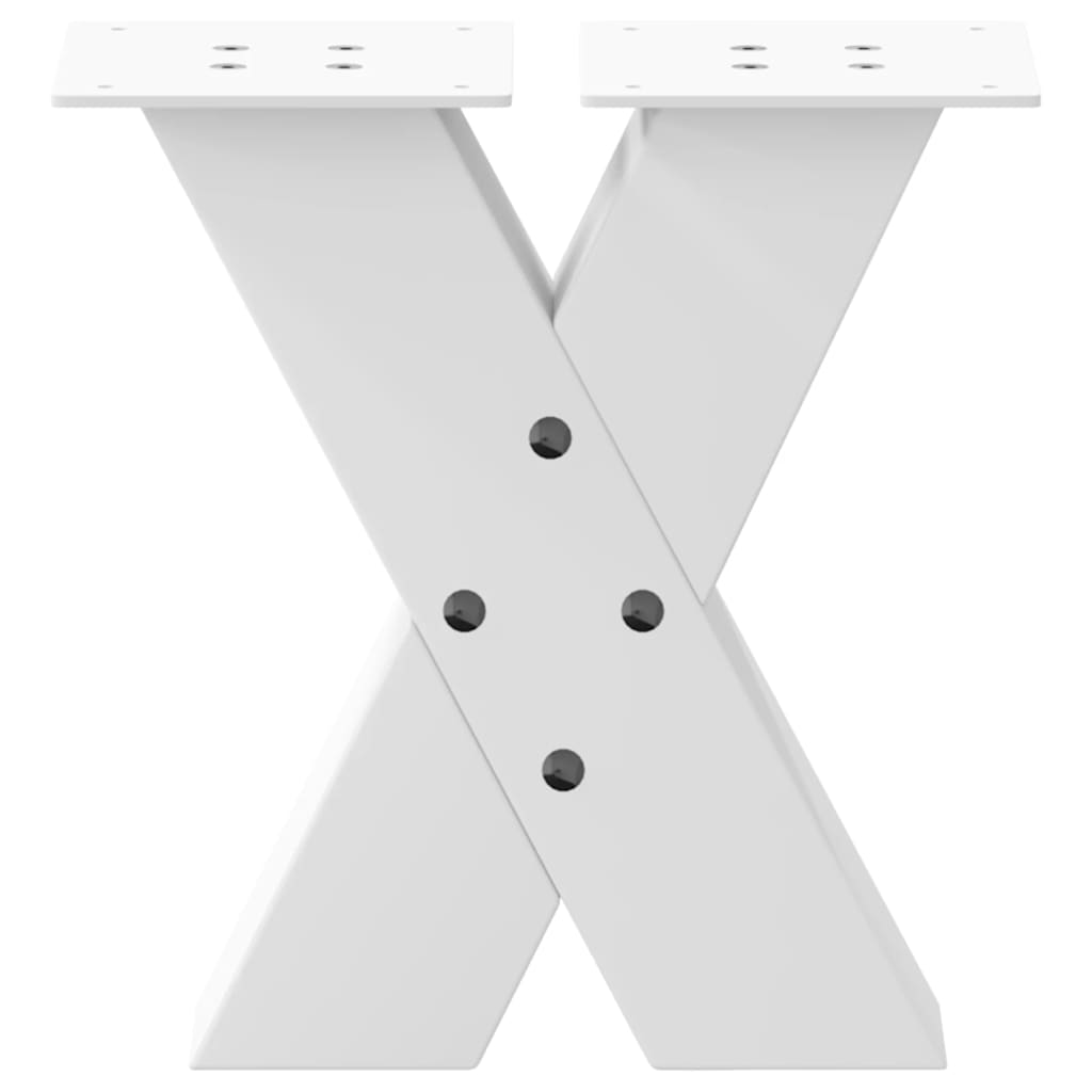 2 db fehér, X alakú acél dohányzóasztal láb 30 x (30-31) cm