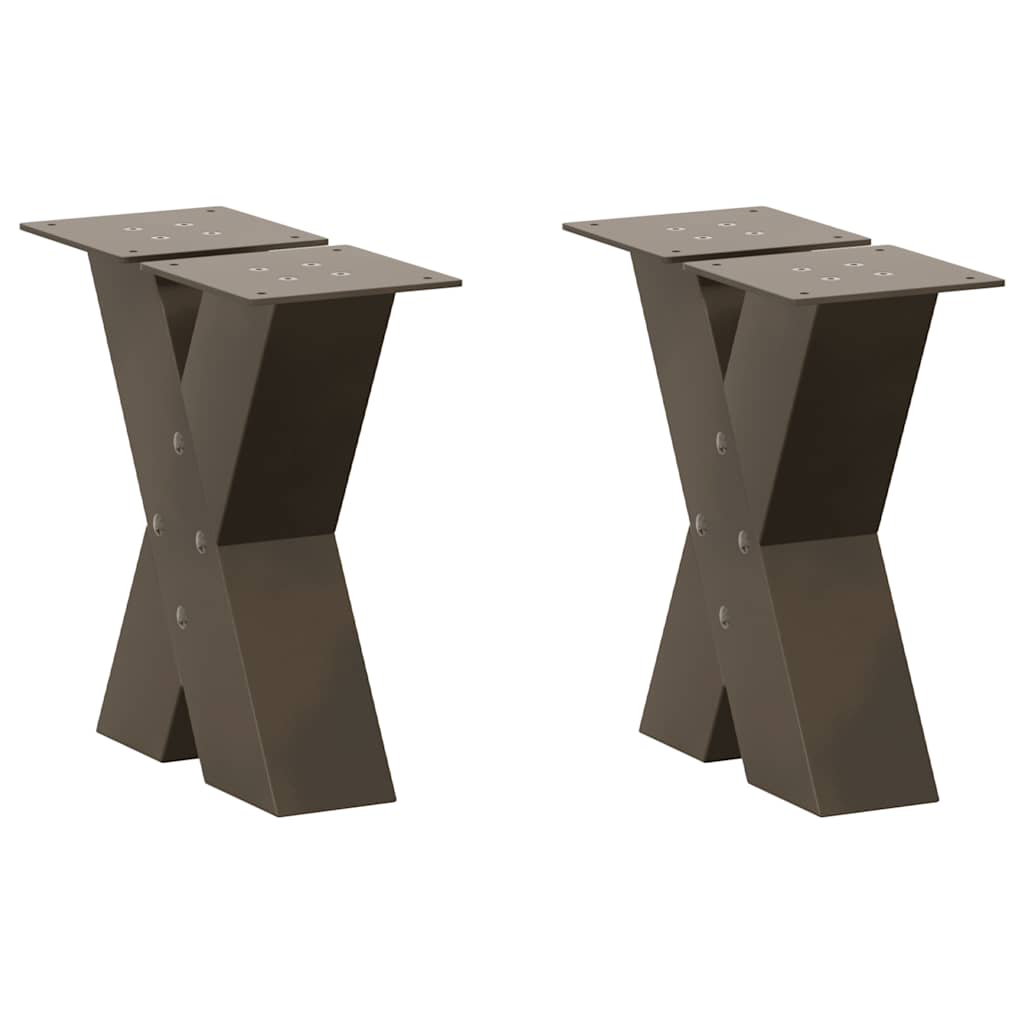 2 db X alakú natúr acél dohányzóasztal láb 30x(30-31) cm