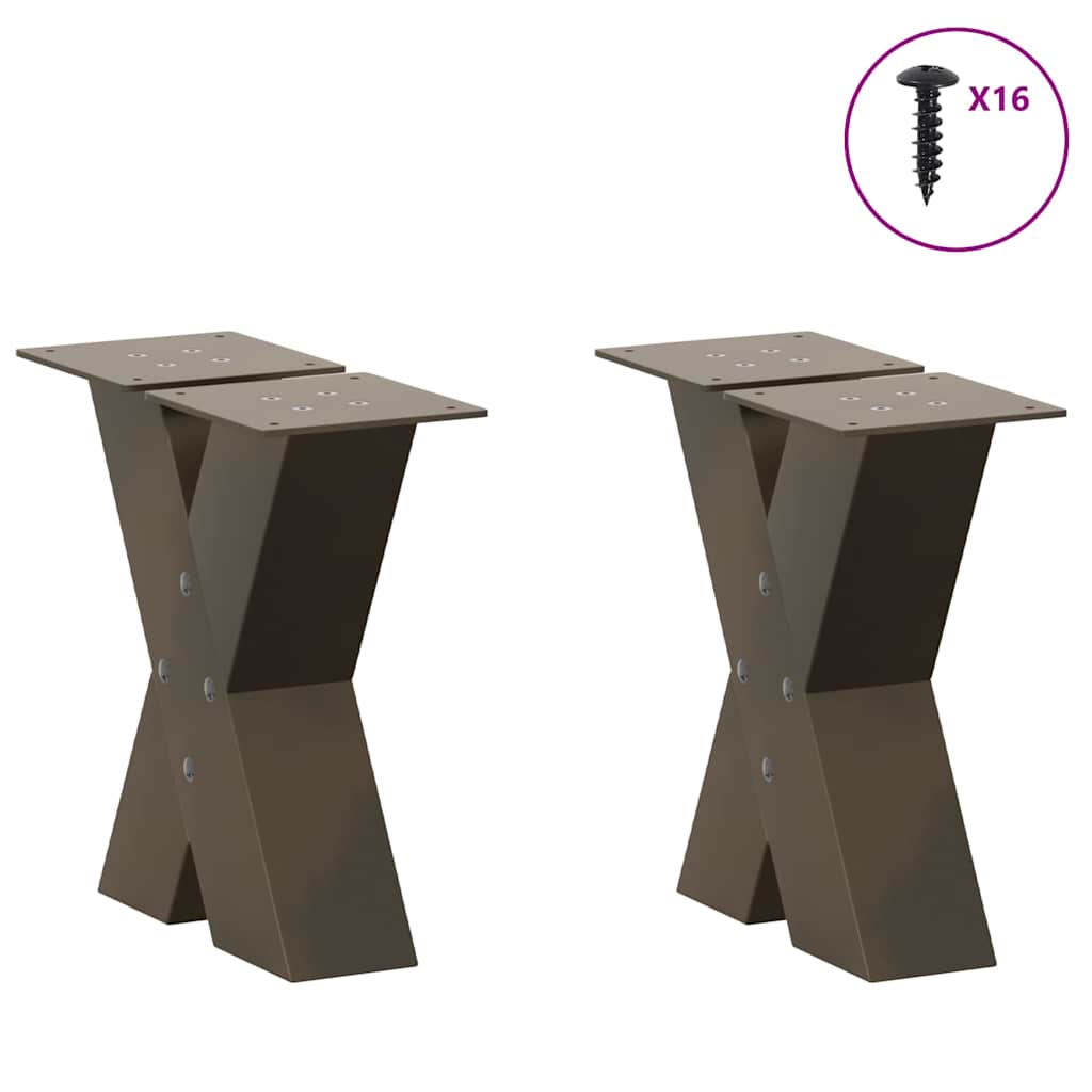 2 db X alakú natúr acél dohányzóasztal láb 30x(30-31) cm