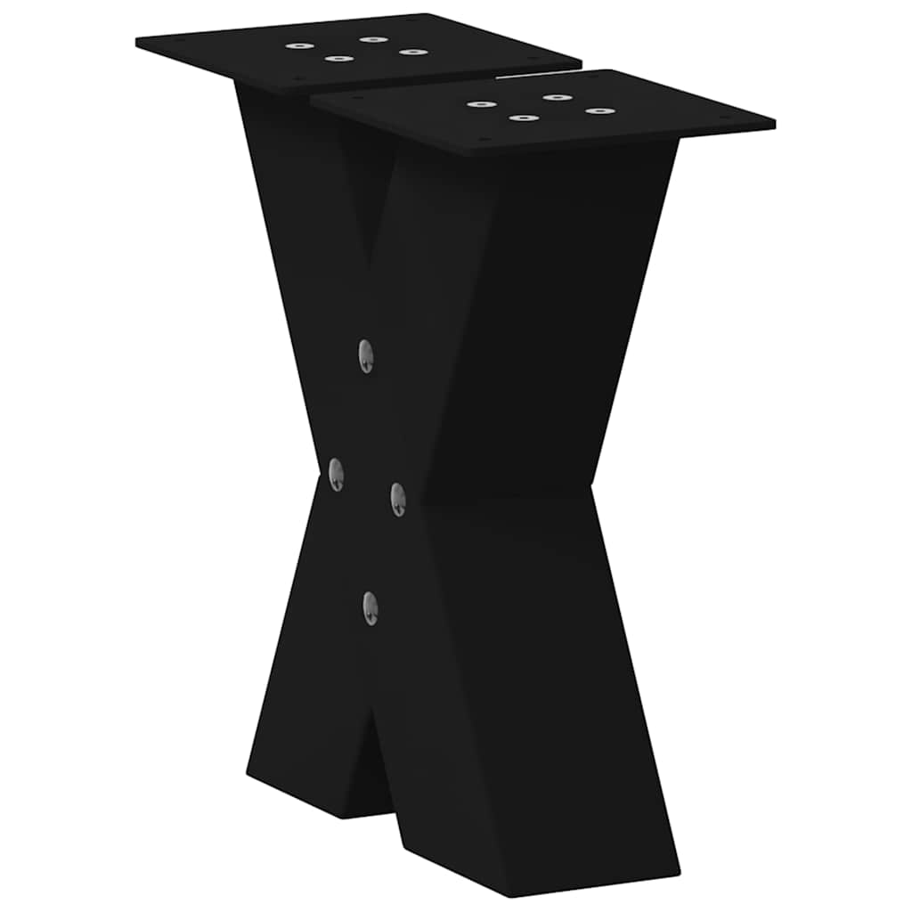 2 db fekete, X alakú acél dohányzóasztal láb 40 x (30-31) cm