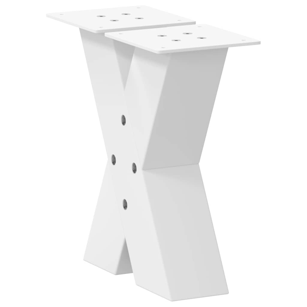 2 db fehér, X alakú acél dohányzóasztal láb 40 x (30-31) cm