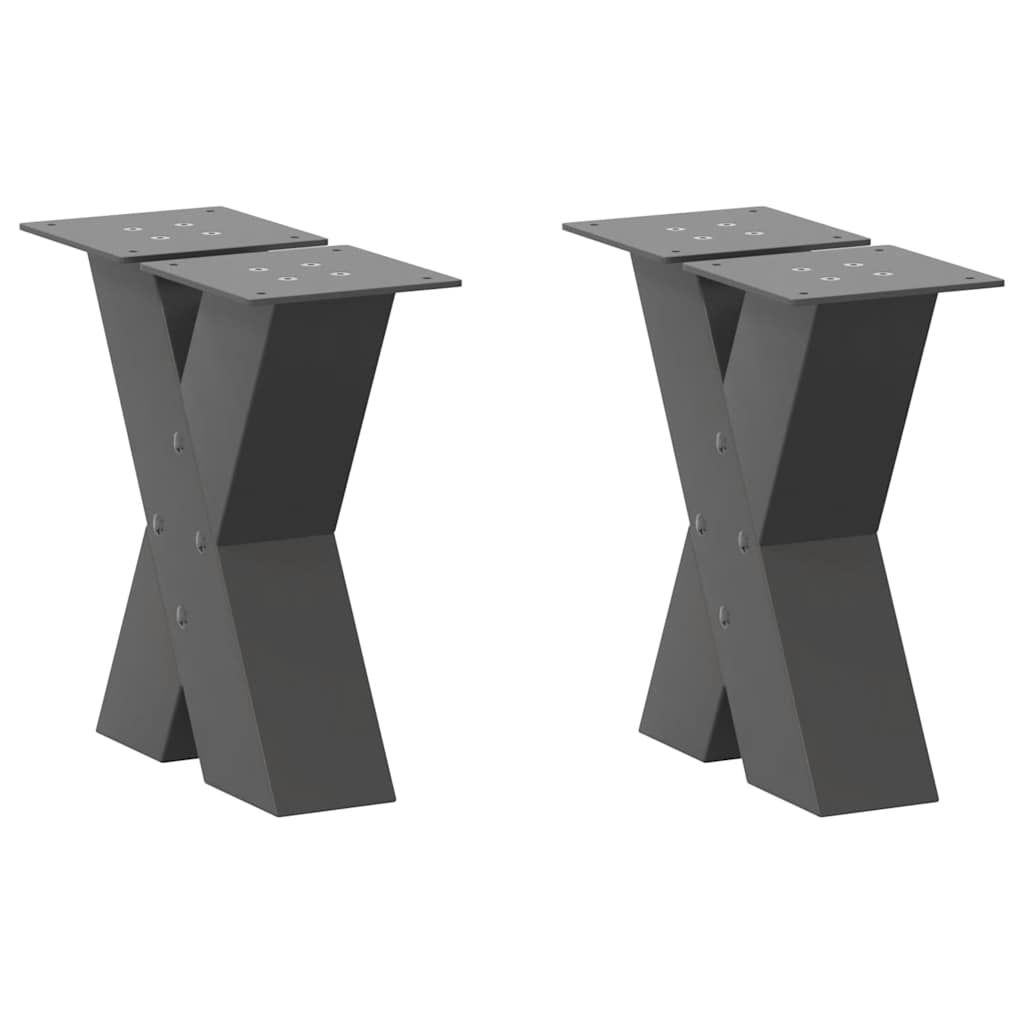 2 db antracitszürke X-alakú acél dohányzóasztal láb 40x(30-31) cm