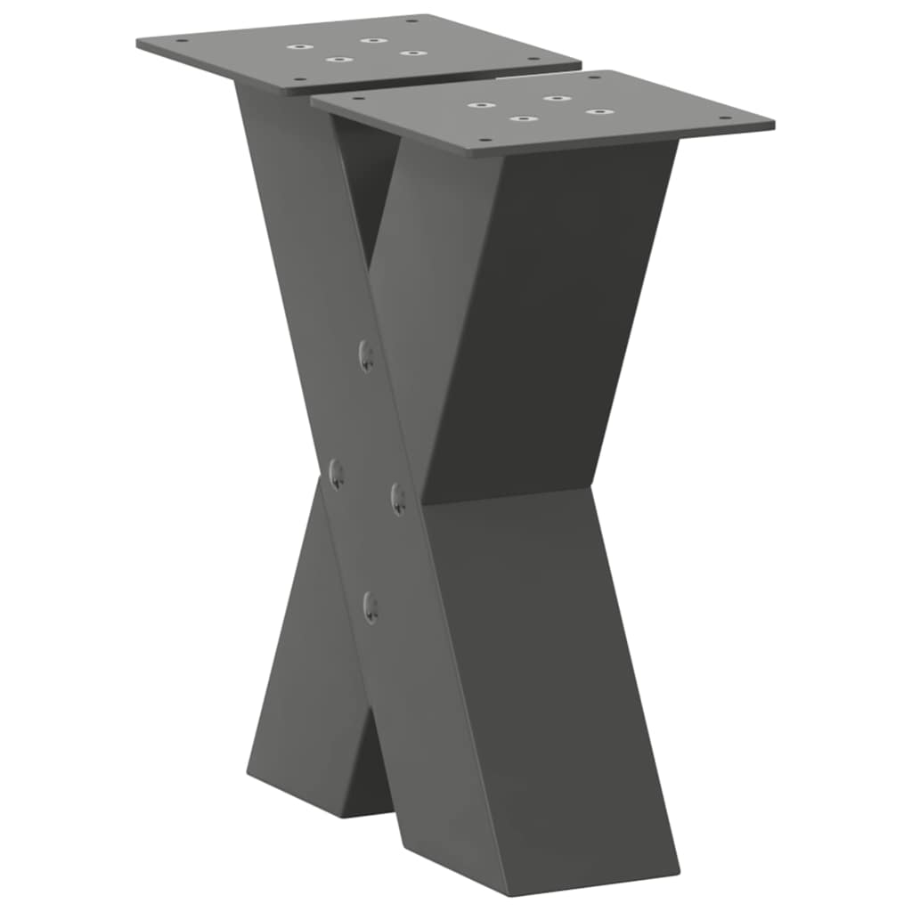 2 db antracitszürke X-alakú acél dohányzóasztal láb 40x(30-31) cm
